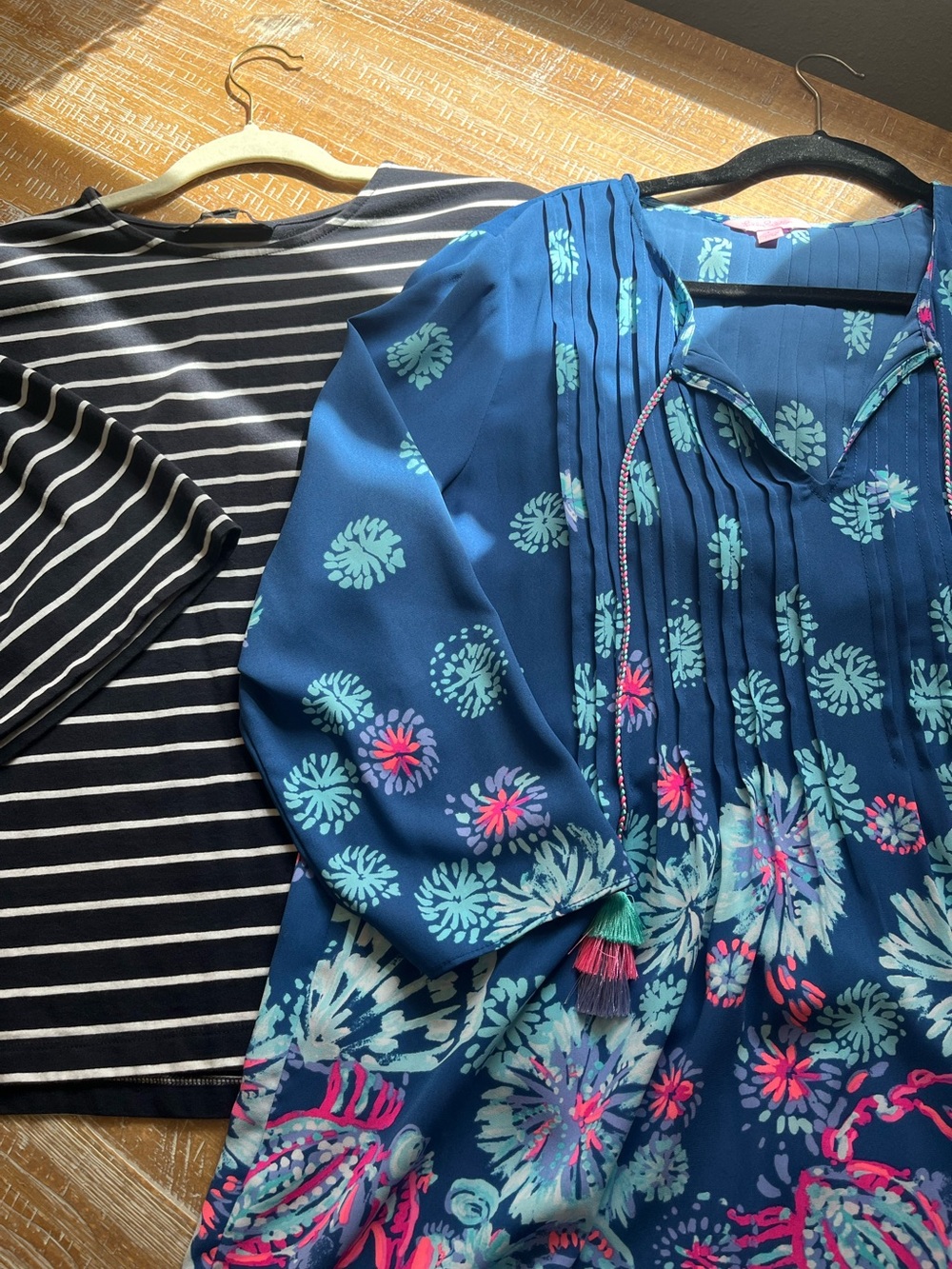 BUNDLE of 2 tops Lilly Pulitzer peasant blouse French Connection nautical tee